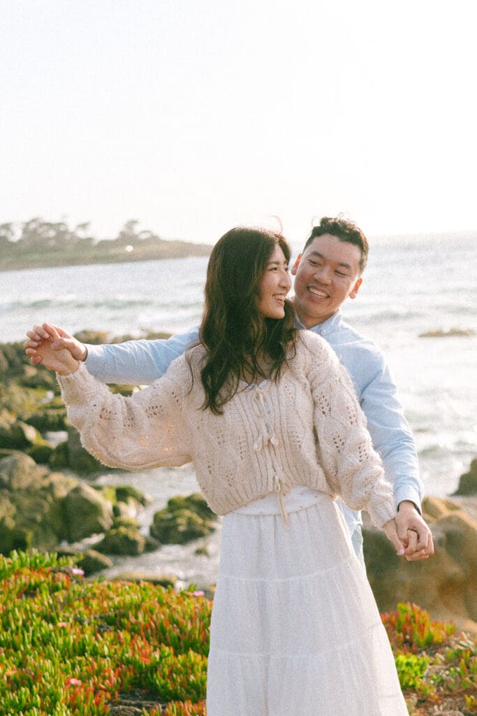 California coast engagement captured during a surprise proposal