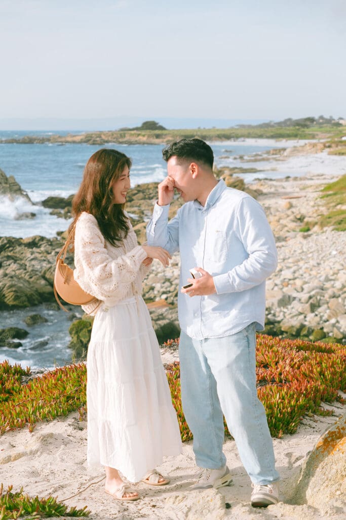 Romantic oceanfront proposal at 17 Mile Drive in Pebble Beach