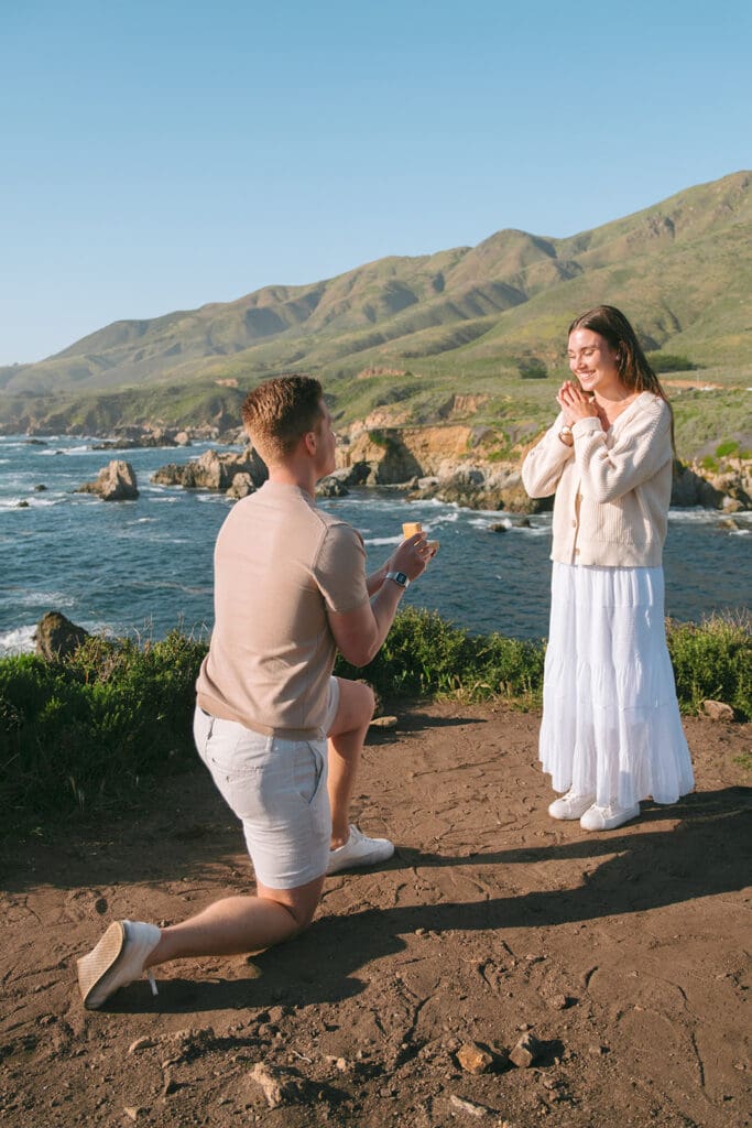 Surprise proposal at Garrapata State Park with ocean views